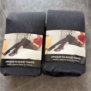 George Black Opaque-to-Waist Tights size 4
